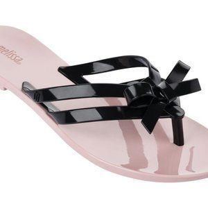 Melissa Girlish Pink and Black Flip Flops